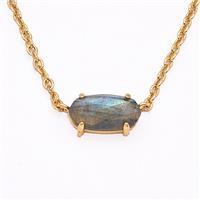 Labradorite Copper Necklace Gold Plated, approx 7-14mm, 45-50cm length [BR11293]
