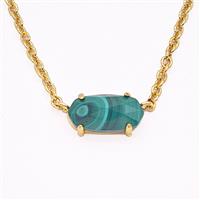 Green Malachite Copper Necklace Gold Plated, approx 7-14mm, 45-50cm length [BR11297]