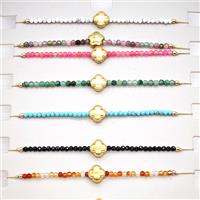 Gemstone Bracelet With Clover Mixed, approx 7.5mm, 2mm, 16-24cm length [BR11315]