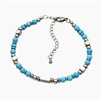 Blue Dye Turquoise Bracelets Adjustable, approx 4.5mm, 18-23cm length [BR11334]