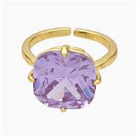 Copper Ring Pave Purple Zirconia Gold Plated, approx 12mm, 18mm dia [FD19235]