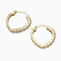 Copper Leaveback Earrings Micropave Zirconia Gold Plated, approx 18-20mm [FD19351]
