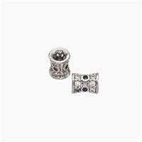 Copper Tube Beads Micropave Zirconia Platinum Plated, approx 4-5mm [FD19374]