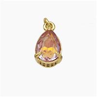 Orange Gray Cubic Zirconia Pendant Copper Teardrop Gold Plated, approx 8-11mm [FD19487]
