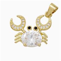 Copper Crab Pendant Pave Crystal Glass Gold Plated, approx 14-18mm [FD20402]