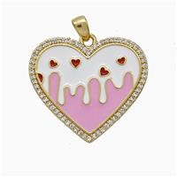 Copper Heart Pendant Pave Zirconia Enamel Gold Plated, approx 25mm [FD20430]