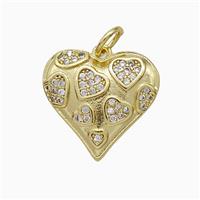 Copper Heart Pendant Pave Zirconia Gold Plated, approx 16mm [FD20620]