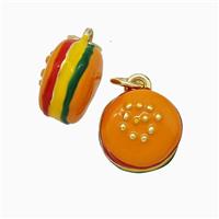 Hamburger Charms Copper Pendant Enamel Gold Plated, approx 11mm [FD20672]
