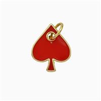 ACE of Heart Copper Pendant Red Enamel Gold Plated, approx 12mm [FD20787]