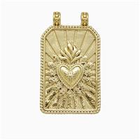 Copper Heart Pendant Rectangle 2loops Gold Plated, approx 16-28mm [FD20837]