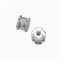 Copper Tube Beads Pave Zirconia Platinum Plated, approx 6mm [FD21019]