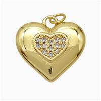Copper Heart Pendant Micropave Zirconia Gold Plated, approx 17-19mm [FD21113]