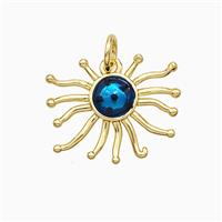 Copper Sun Pendant Blue Painted Gold Plated, approx 17mm [FD21259]