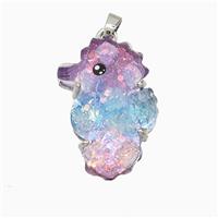 Acrylic Seahorse Pendant Copper Platinum Plated, approx 17-24mm [FD21417]