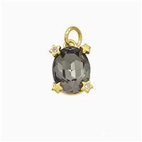 Smoky Crystal Glass Oval Pendant Copper Gold Plated, approx 8-10mm [FD21561]
