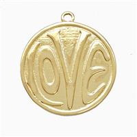 Copper LOVE Pendant Circle Gold Plated, approx 23mm [FD21608]