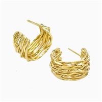 Copper Stud Earrings Gold Plated, approx 10mm, 18mm dia [FD21624]