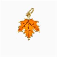 Copper Maple Leaf Pendant Orange Enamel Gold Plated, approx 11-12mm [FD21640]