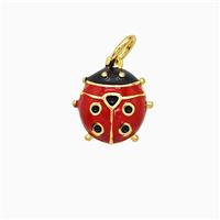 Copper Ladybug Pendant Red Enamel Gold Plated, approx 10mm [FD21650]