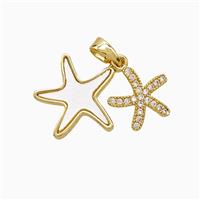 Copper Starfish Pendant Pave Zirconia Shell Gold Plated, approx 11mm, 15mm [FD21722]