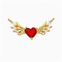Copper Angel Wings Heart Pendant Pave Zirconia Crystal Glass Gold Plated, approx 7-24mm [FD21742]