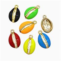 Copper Scallop Pendant Enamel Gold Plated Mixed, approx 9-13mm [FD21820]