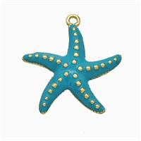 Copper Starfish Pendant Teal Enamel Gold Plated, approx 19mm [FD21855]