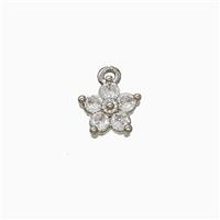 Copper Flower Pendant Pave Zirconia Platinum Plated, approx 8mm [FD21956]