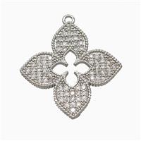 Copper Clover Pendant Pave Zirconia Platinum Plated, approx 30mm [FD22104]