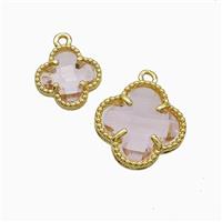 Copper Clover Pendant Pave Crystal Glass Gold Plated, approx 16mm [FD22116-16MM]