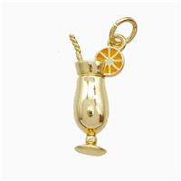 Martini Drink Glass Cup Copper Pendant Lemon Enamel Gold Plated, approx 8-18mm [FD22272]