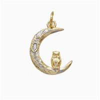 Copper Moon Owl Pendant Gold Plated, approx 13-15mm [FD22285]