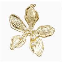 Copper Flower Pendant Pave Resin Gold Plated, approx 40mm [FD22348]