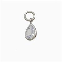 Cubic Zirconia Teardrop Pendant Copper Platinum Plated, approx 6-8mm [FD22377]