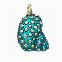 Copper Conch Shell Pendant Teal Painted Gold Plated, approx 18-20mm [FD22514]