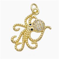 Copper Octopus Pendant Pave Zirconia Gold Plated, approx 19-20mm [FD22749]