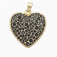 Copper Heart Pendant Pave Black Zirconia Gold Plated, approx 27mm [FD22912]