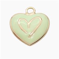 Copper Heart Pendant Lt.green Enamel Gold Plated, approx 20mm [FD23028]