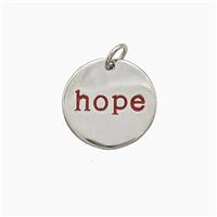 Copper Hope Pendant Red Enamel Platinum Plated, approx 15mm [FD23151]
