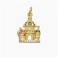 Castle Charms Copper Pendant Pave Zirconia Gold Plated, approx 13-15mm [FD23315]