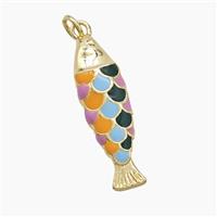 Copper Fish Pendant Multicolor Enamel Gold Plated, approx 8-27mm [FD23409]