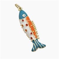 Copper Fish Pendant Multicolor Enamel Gold Plated, approx 8-28mm [FD23413]