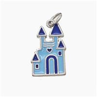 Halloween Castle Charms Copper Pendant Blue Enamel Platinum Plated, approx 10-17mm [FD23667]