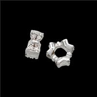 Copper Butterfly Beads Pave Zirconia Shiny Silver, approx 7mm [FD23897]