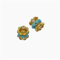 Copper Beadcaps Pave Resin Gold Plated, approx 6mm [FD23977]