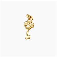 Copper Key Pendant Clover Gold Plated, approx 5-10mm [FD24090]