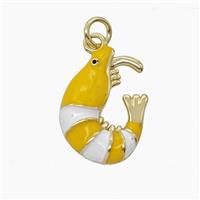 Copper Shrimp Pendant Yellow Enamel Gold Plated, approx 13-18mm [FD24631]