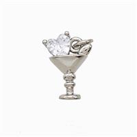 Copper Winecup Pendant Pave Crystal Glass Platinum Plated, approx 10-14.5mm [FD24909]