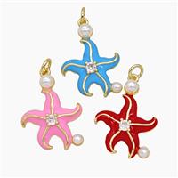 Copper Starfish Pendant Enamel Gold Plated Mixed, approx 18mm [FD25094]