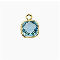 Aqua Crystal Glass Square Pendant, approx 7mm [FD25127]
